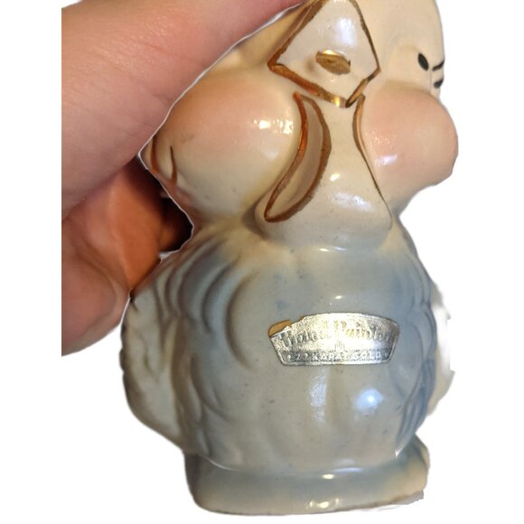 Vintage Shawnee Pottery Blue Chick Vase w Handle & Gold Accents Retro Whimsical - Picture 8 of 8